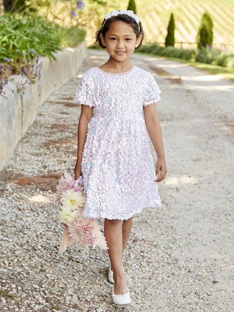 Occasion Wear Dress with Sequins for Girls ecru 