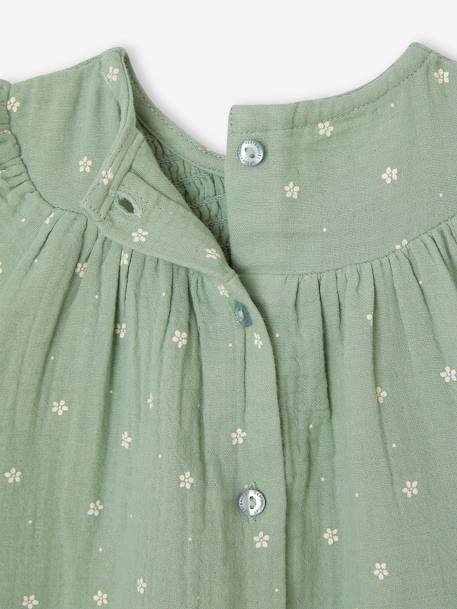 Cotton Gauze Combo: Dress + Bloomer Shorts + Headband for Babies sage green 
