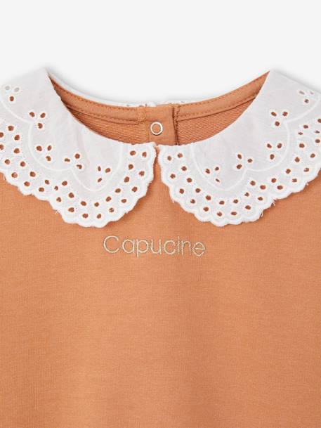 Sweatshirt with Embroidered Collar for Babies caramel+sage green 