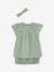 Cotton Gauze Combo: Dress + Bloomer Shorts + Headband for Babies sage green 