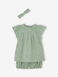 Cotton Gauze Combo: Dress + Bloomer Shorts + Headband for Babies