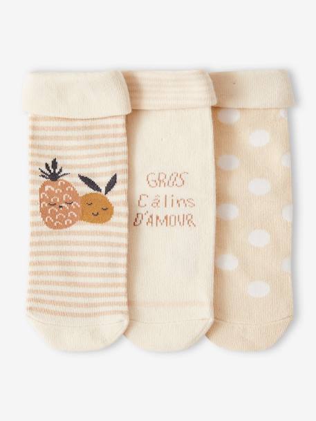 Pack of 3 Pairs of 'Pineapple' Socks for Babies sandy beige 