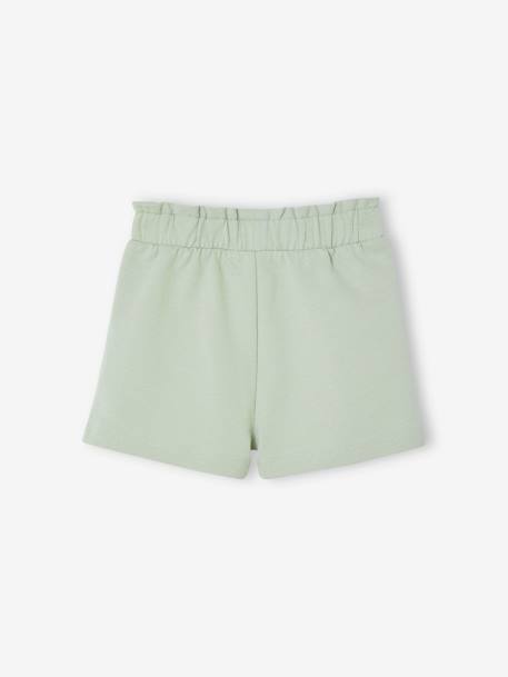 Paperbag Shorts in Fleece for Babies aqua green+fuchsia 