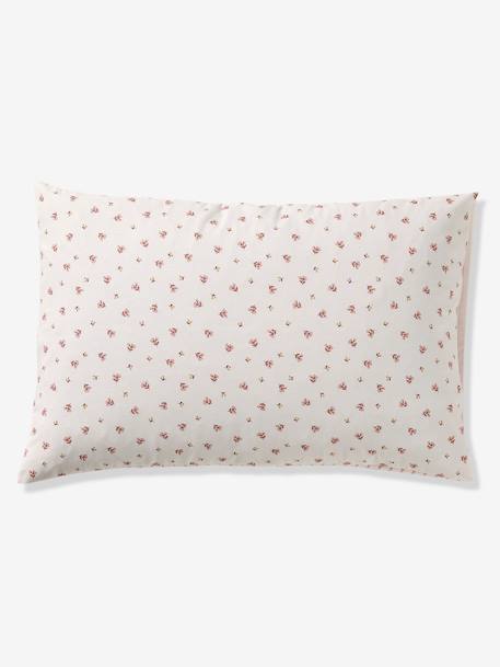 Reversible Duvet Cover + Pillowcase Essentials Set in Recycled Cotton, Flowers & Stripes printed pink 