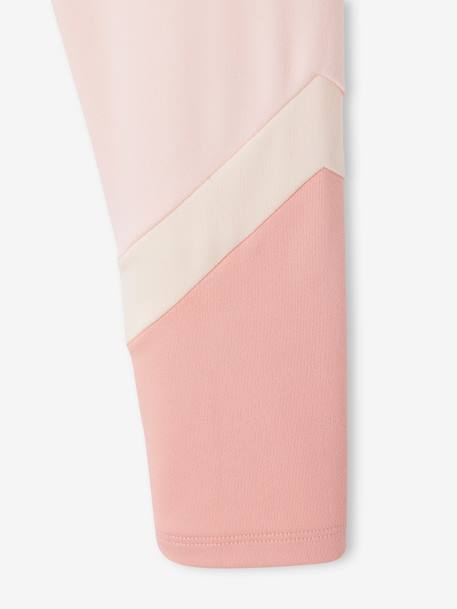 Sports Leggings in Techno Fabric, with Stripes, for Girls marl grey+rose 