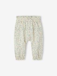 -Loose-Fitting Printed Trousers, for Babies