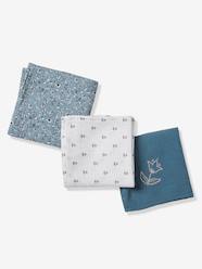 Nursery-Changing Mattresses & Nappy Accessories-Set of 3 Muslin Squares in Cotton Gauze, INDIA