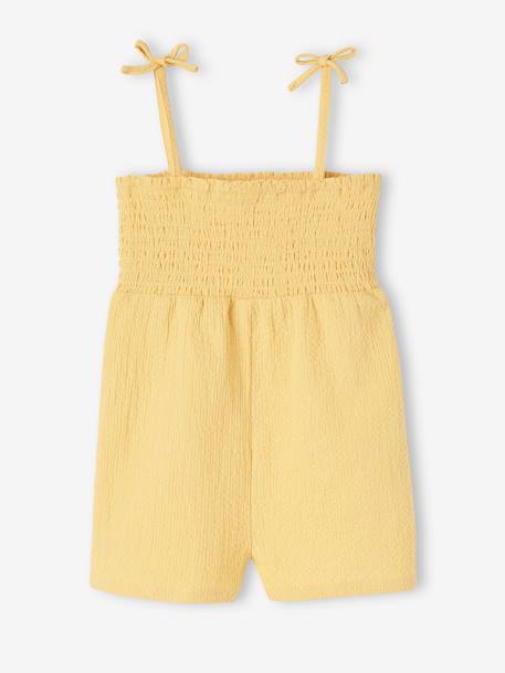 Smocked Jumpsuit with Straps for Babies pale yellow 