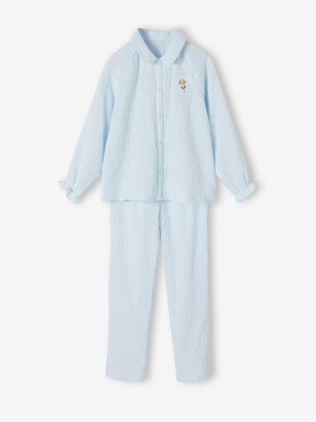 Pyjamas with Shirt Top & Scintillating Dots for Girls sky blue 