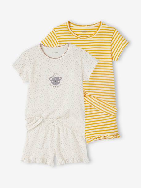 Pack of 2 Animals Pyjamas for Girls yellow 
