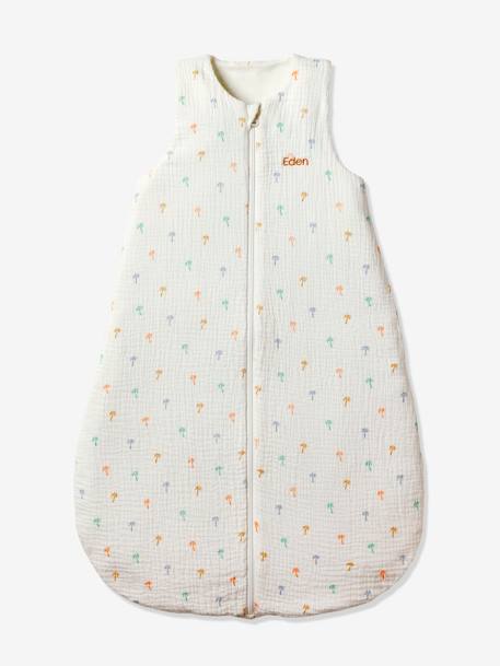 Summer Special Baby Sleeping Bag in Cotton Gauze with Central Opening, Palm Trees multicoloured 