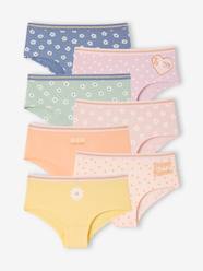 Girls-Underwear-Knickers-Pack of 7 Flower Shorties in Organic Cotton for Girls