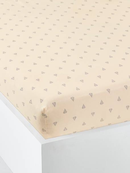 Fitted Sheet for Babies, Navy Sea printed beige 