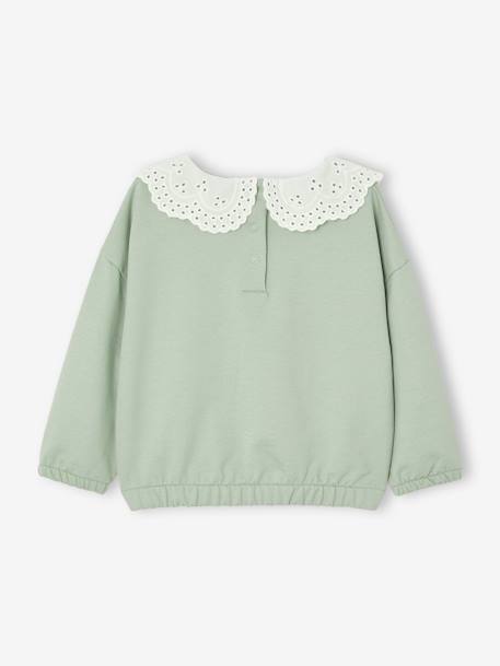 Sweatshirt with Embroidered Collar for Babies caramel+sage green 