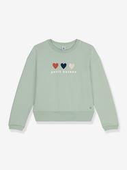 Girls-Cardigans, Jumpers & Sweatshirts-Sweatshirts & Hoodies-Heart Sweatshirt for Girls by PETIT BATEAU