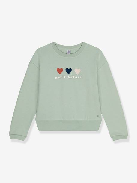 Heart Sweatshirt for Girls by PETIT BATEAU green 