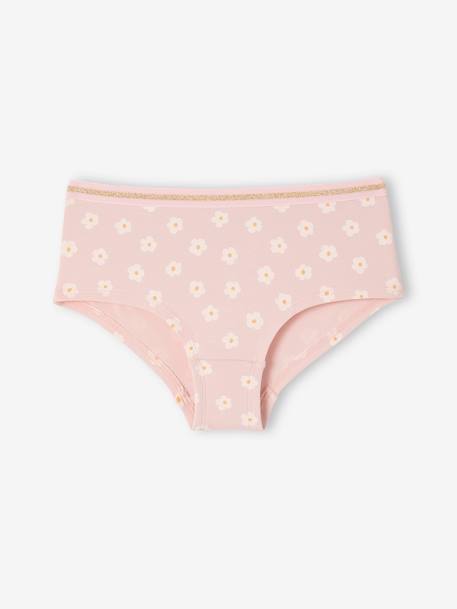 Pack of 7 Flower Shorties in Organic Cotton for Girls rose 