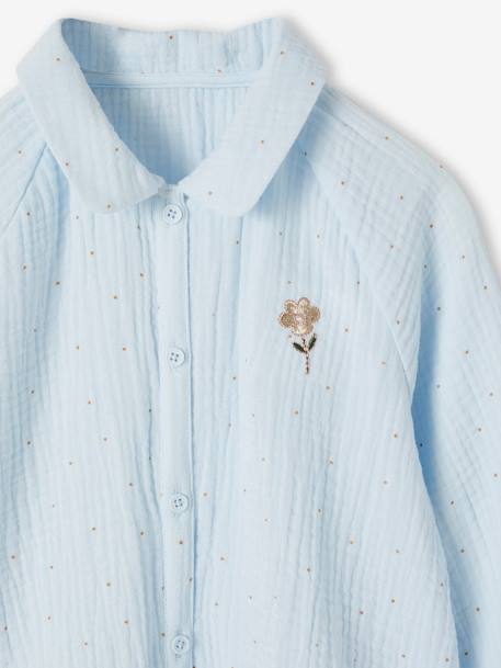 Pyjamas with Shirt Top & Scintillating Dots for Girls sky blue 