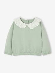 Baby-Jumpers, Cardigans & Sweaters-Sweatshirt with Embroidered Collar for Babies