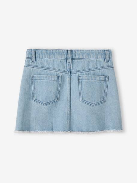 Denim Skirt with Embroidered Flowers, for Girls bleached denim 