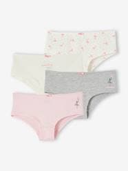 Girls-Underwear-Pack of 4 Ballerina Shorties in Organic Cotton, for Girls