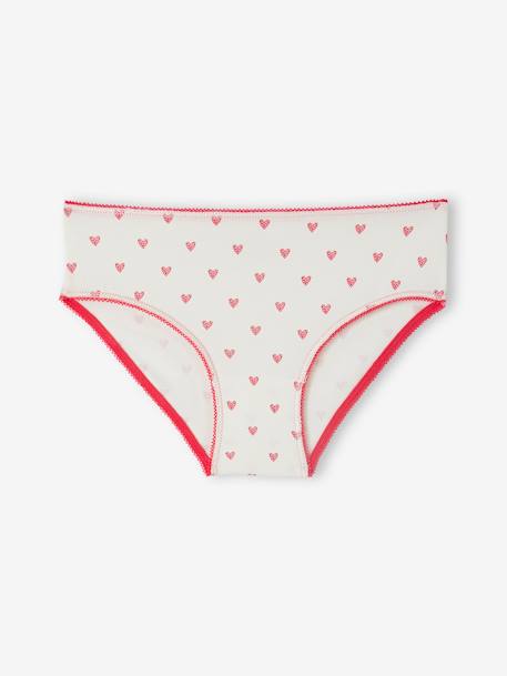 Pack of 5 Briefs in Organic Cotton, Hearts & Unicorns, for Girls rose 