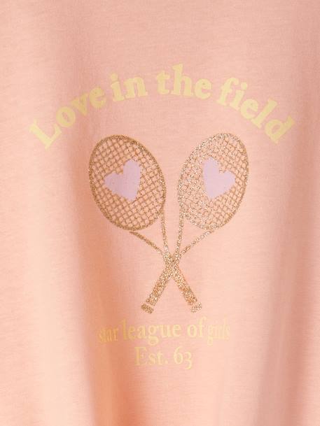 Sports T-Shirt with Glittery Rackets, for Girls coral 
