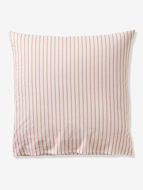 Reversible Duvet Cover + Pillowcase Essentials Set in Recycled Cotton, Flowers & Stripes printed pink 