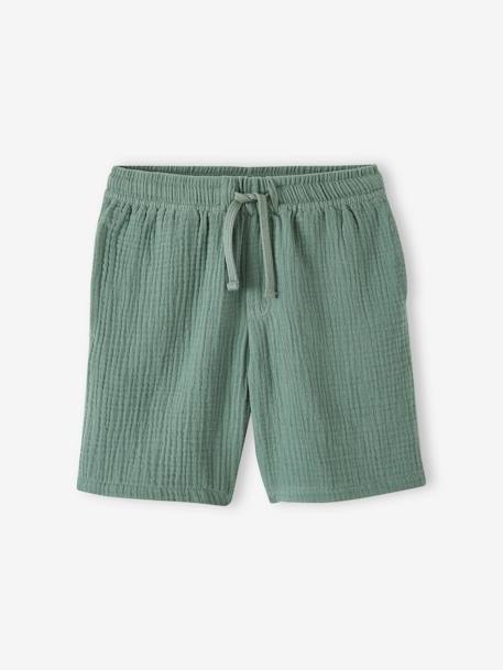 Cotton Gauze Shorts for Boys electric blue+green 
