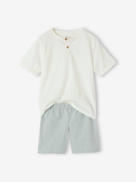 Dual Fabric Short Pyjamas for Boys ecru 