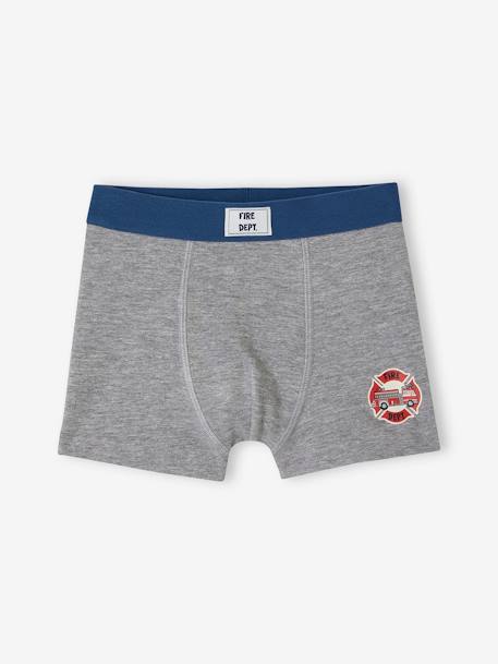 Pack of 5 'Firefighter' Stretch Boxers in Organic Cotton for Boys ocean blue 