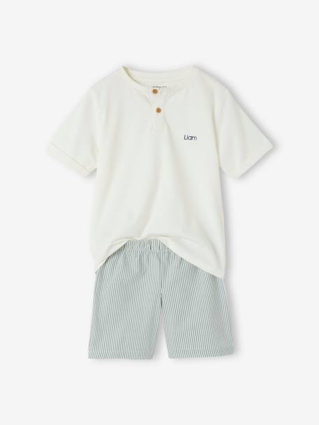 Dual Fabric Short Pyjamas for Boys ecru 