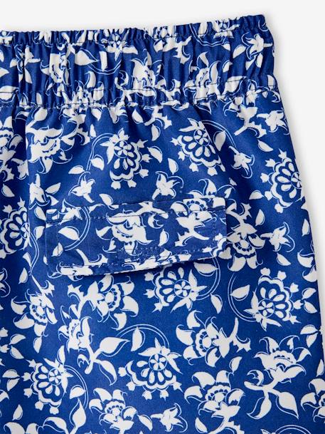 Swim Shorts with Stylised Flowers Print for Baby Boys printed blue 