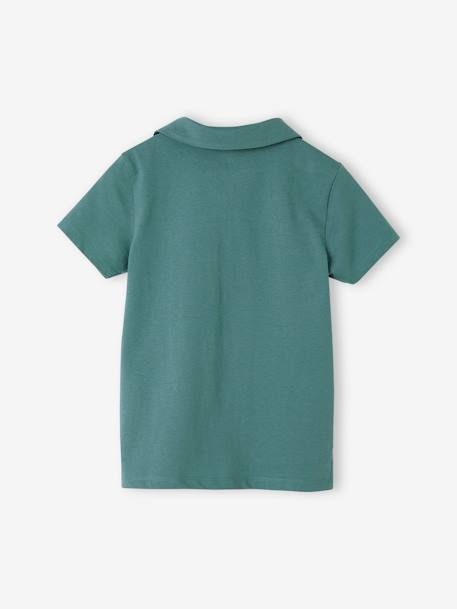 Set of 2 Plain, Short Sleeve Polo Shirts, for Boys aqua green+BLUE LIGHT SOLID WITH DESIGN 