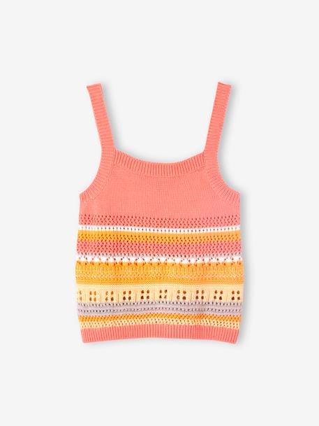 Top + Shorts Combo in Fancy Knit for Girls peach 