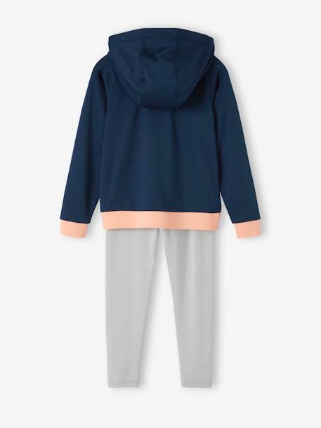 Sports Combo, Zipped Jacket & Leggings in Techno Fabric, for Girls navy blue 