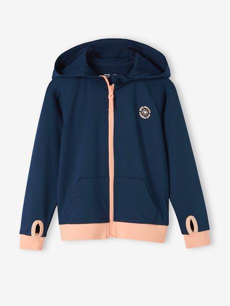 Sports Combo, Zipped Jacket & Leggings in Techno Fabric, for Girls navy blue 