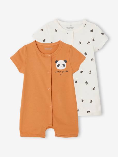 Pack of 2 Playsuits for Newborn Babies orange 