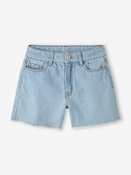 Denim Bermuda Shorts, Crocheted Pocket on the Back, for Girls bleached denim 