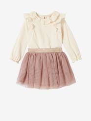-Top with Broderie Anglaise Collar & Tulle Skirt for Baby Girls