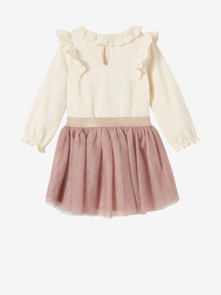 Top with Broderie Anglaise Collar & Tulle Skirt for Baby Girls ecru 