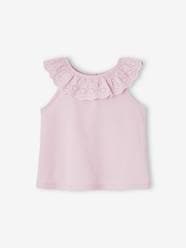 Baby-T-shirts & Roll Neck T-Shirts-Sleeveless Blouse with Ruffle in Broderie Anglaise for Babies
