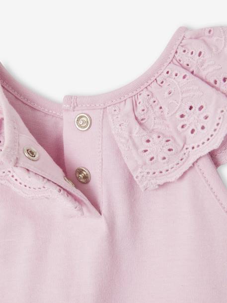 Sleeveless Blouse with Ruffle in Broderie Anglaise for Babies lilac 