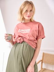-Plain T-Shirt with Message, in Organic Cotton, for Maternity