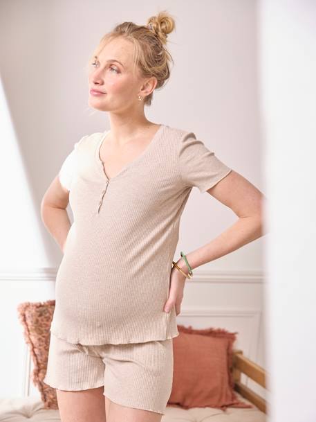 Rib Knit Pyjamas, Maternity & Nursing Special marl beige 