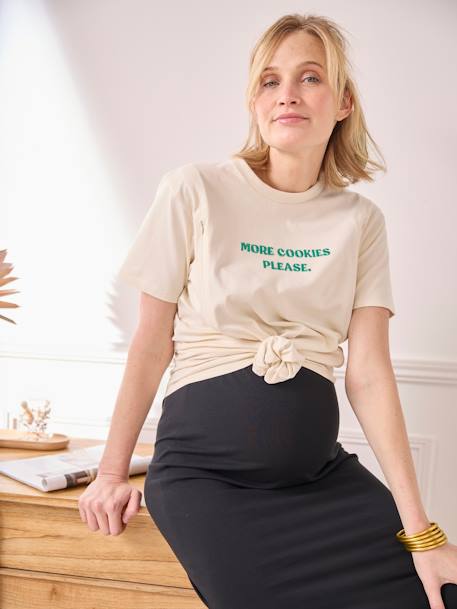T-Shirt with Message, in Organic Cotton, Maternity & Nursing Special ecru 