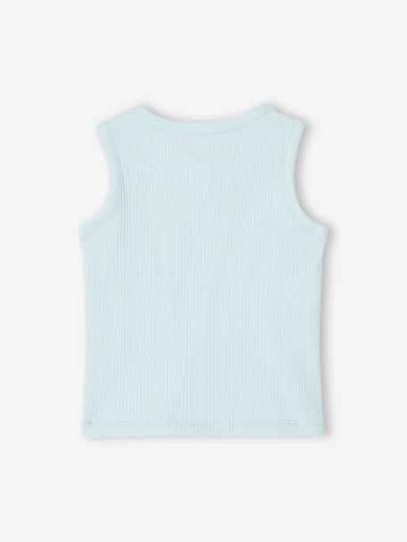 Sleeveless Rib Knit Top for Babies ecru+sky blue 