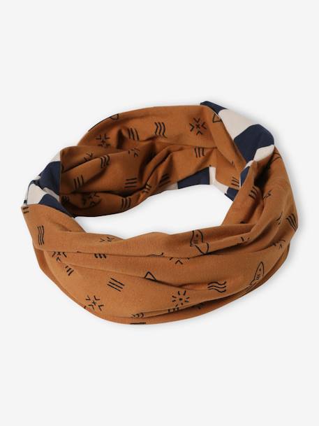 Reversible Infinity Scarf for Boys, Rock/Marl cappuccino+navy blue 
