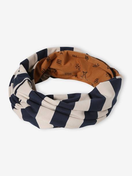 Reversible Infinity Scarf for Boys, Rock/Marl cappuccino+navy blue 