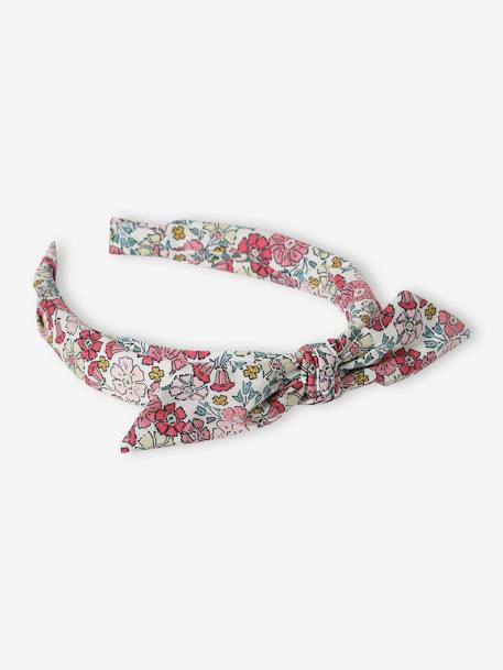 Alice Band with Small Flower Prints & Bow rose 